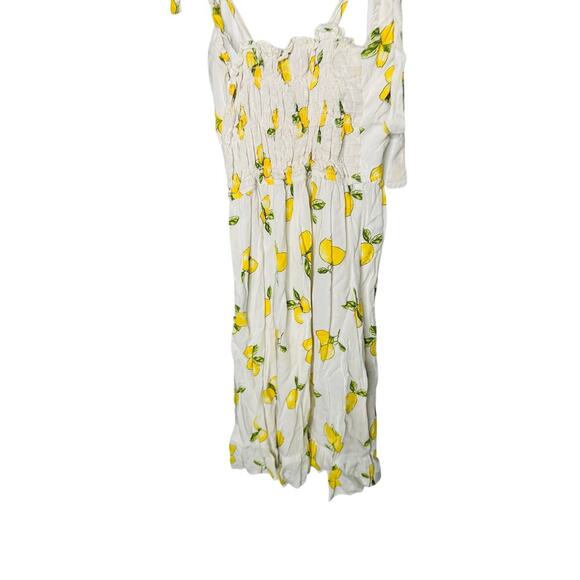SLATE & WILLOW Yellow White Lemon Print Sweetheart Neckline Midi Dress Size XS - Picture 6 of 12